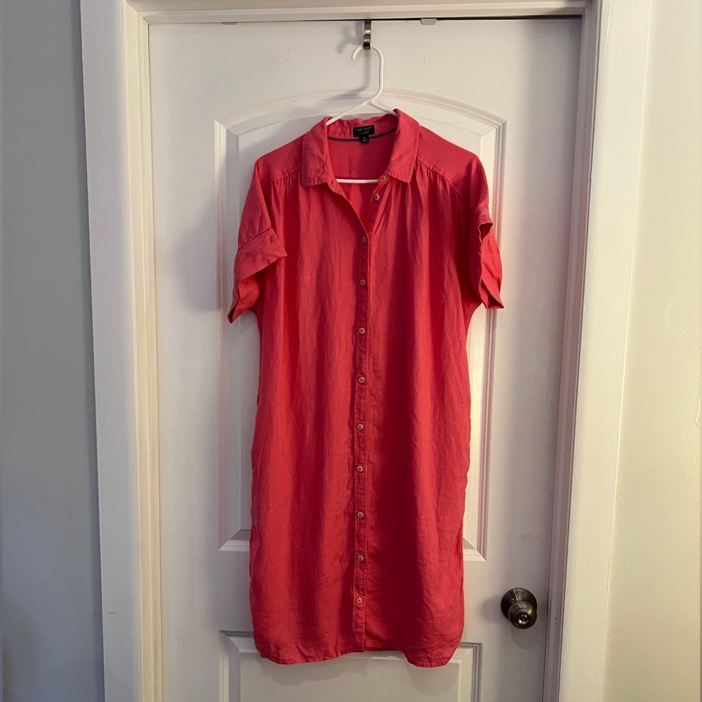 J. Crew pink Irish linen shirt dress medium tall